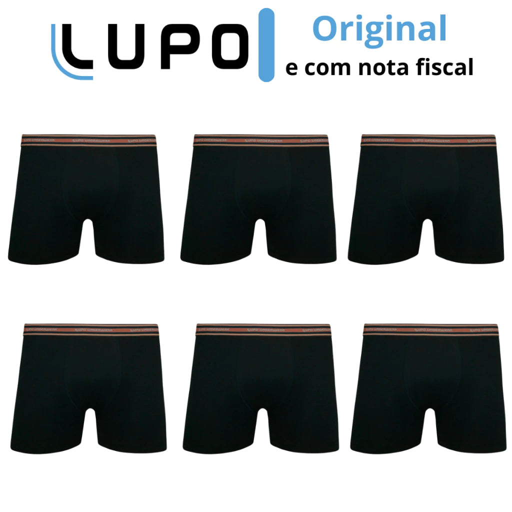 Kit 6 Cuecas Boxer Lupo Microfibra Poliamida Sem Costura Adulto Masculino