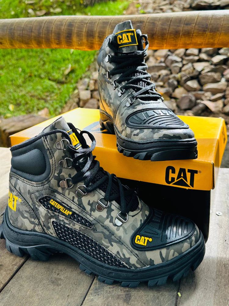 Bota Coturno Caterpillar Alaska Militar Couro Masculino Palmilha de Gel