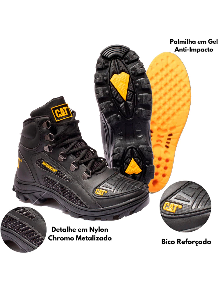 Bota Coturno Caterpillar Alaska Militar Couro Masculino Palmilha de Gel