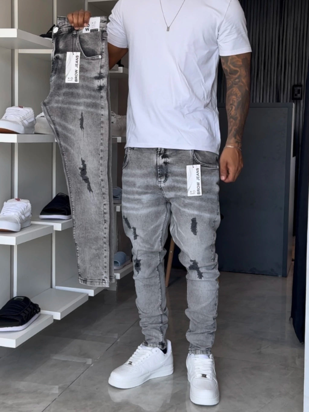 Calça Jogador Cinza Clara Brow Jeans