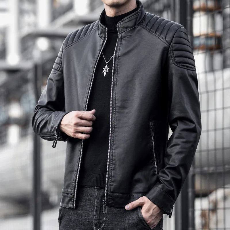 Jaqueta de Couro Motociclista Masculina Ferrutini FRT161