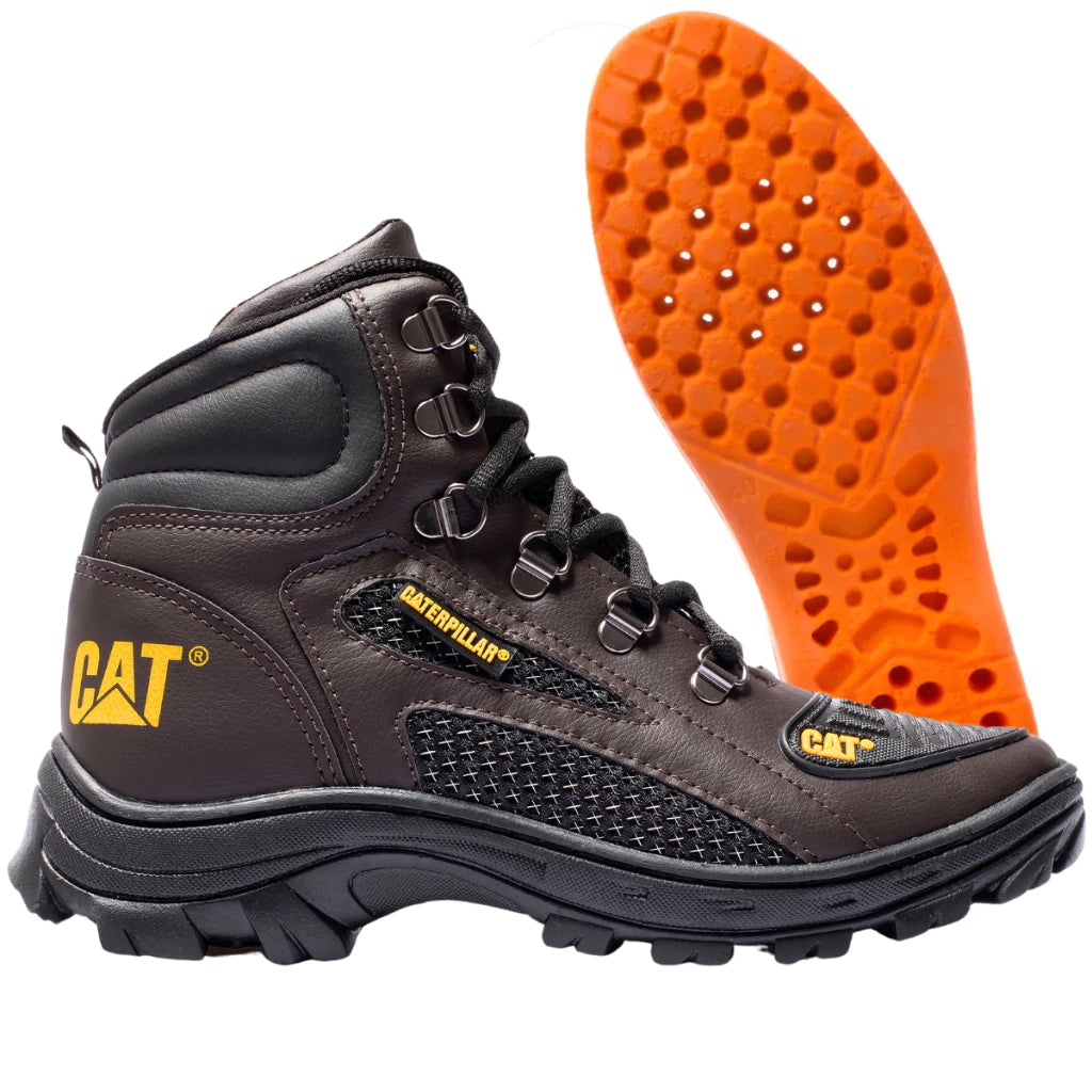 Bota Coturno Caterpillar Alaska Militar Couro Masculino Palmilha de Gel
