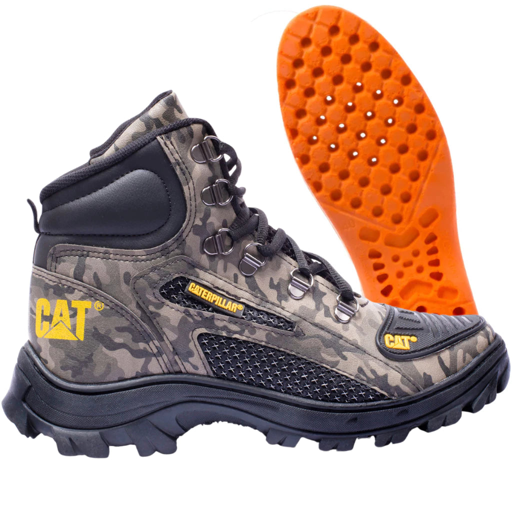 Bota Coturno Caterpillar Alaska Militar Couro Masculino Palmilha de Gel
