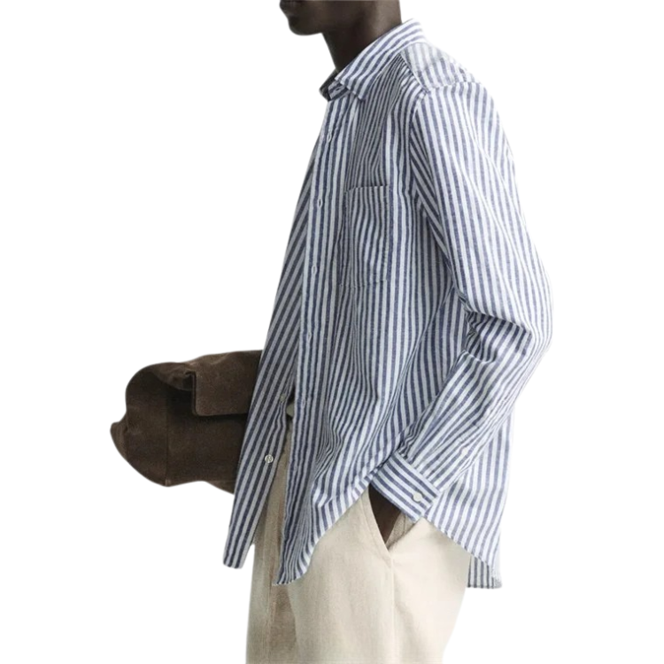 Camisa Masculina em Linho Listrada Montvani MV358