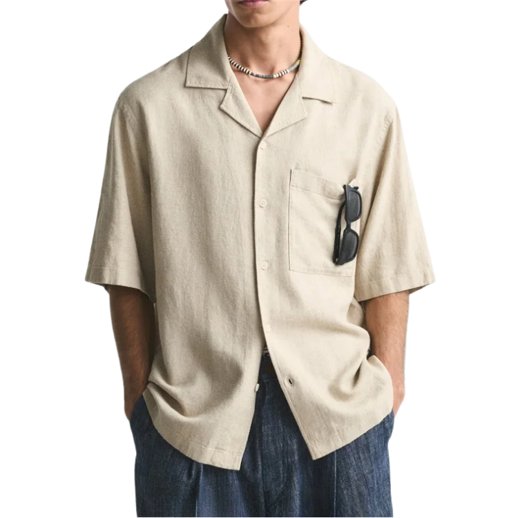 Camisa Masculina em Linho Relaxed Fit Montvani MV360