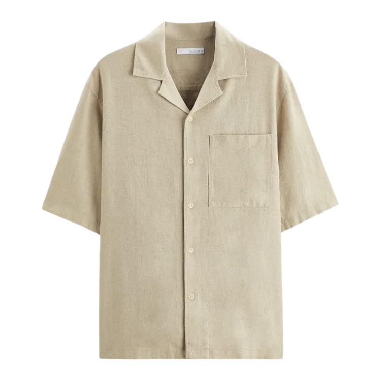 Camisa Masculina em Linho Relaxed Fit Montvani MV360